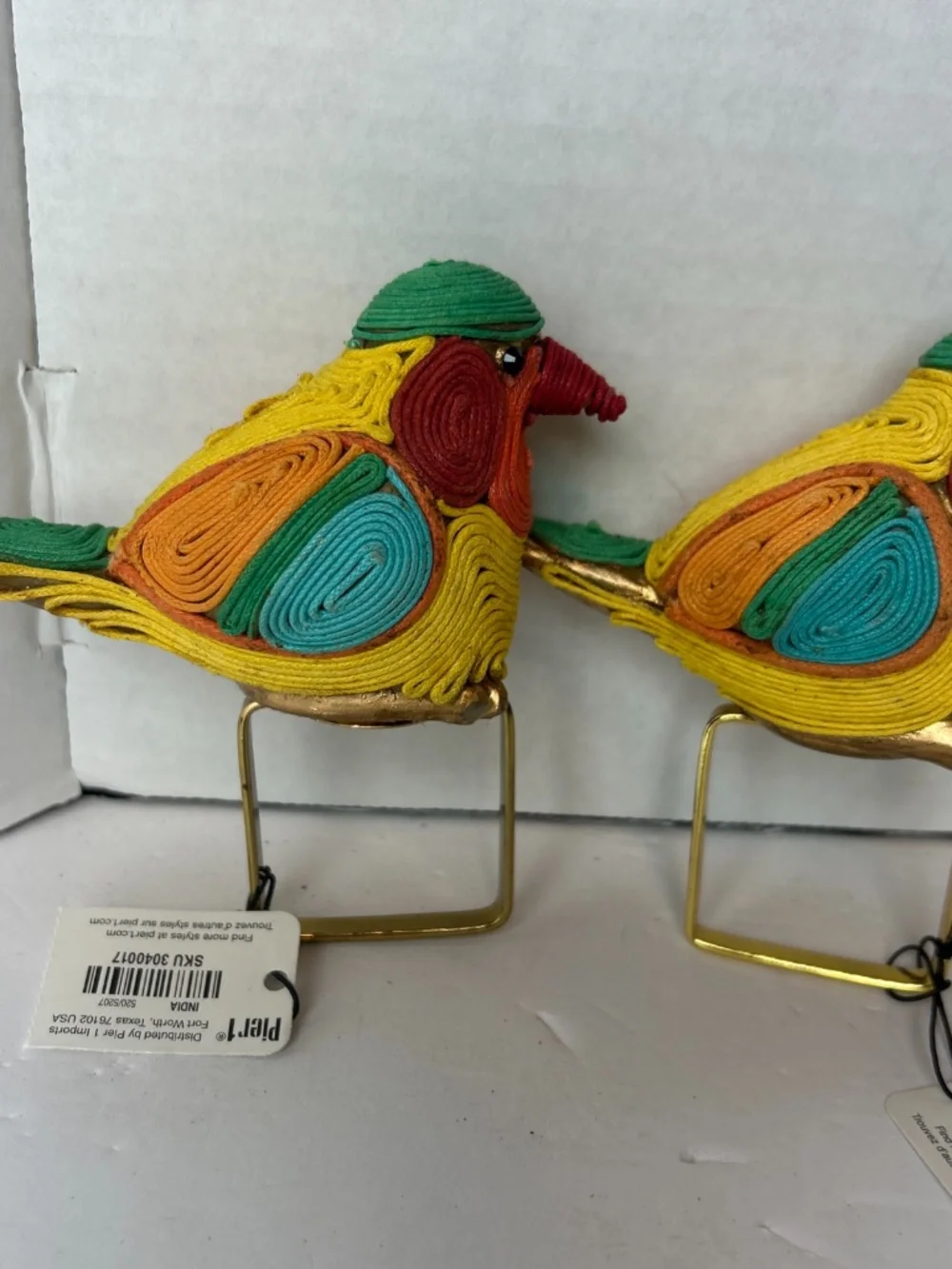 7 Pc Pier 1 Quilled Paper Sparrow Bird Napkin Holders Handmade colorful Kitschy